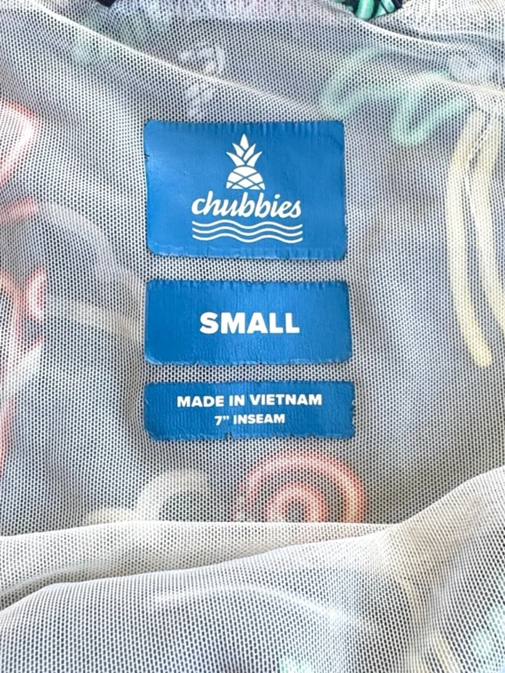 EUC Chubbies Classic Swim Trunks Neon Lights Size Small